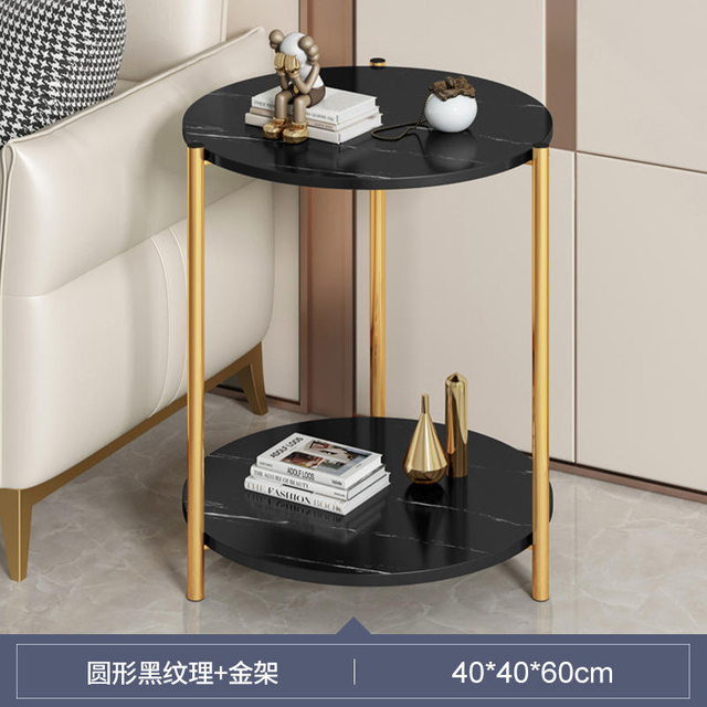 Italian Slate Side Table Minimalist Luxury Round Sofa Side Table for Living Room