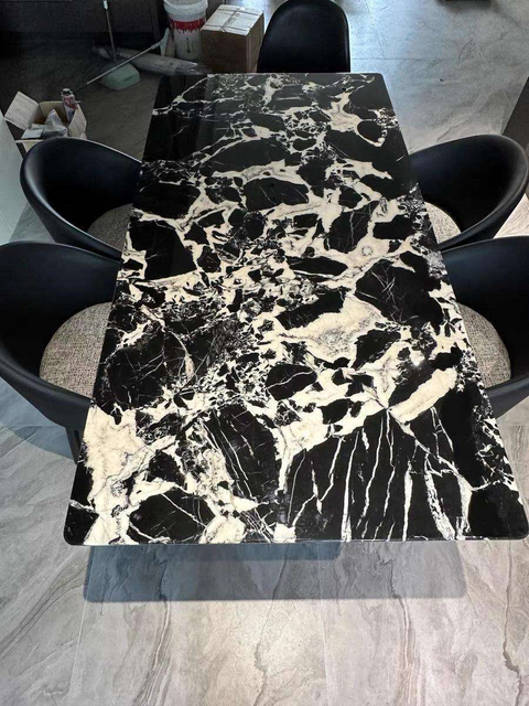 Luxury Italian Style Black Marble Dining Table For Home Decor