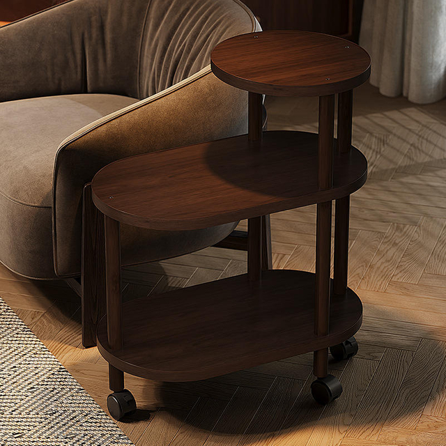 3-Tier Slim Rolling Utility Cart with Wooden Wheels for Bathroom Kitchen Laundry Storage