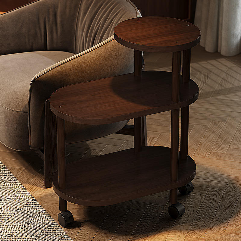 3-Tier Slim Rolling Utility Cart with Wooden Wheels for Bathroom Kitchen Laundry Storage