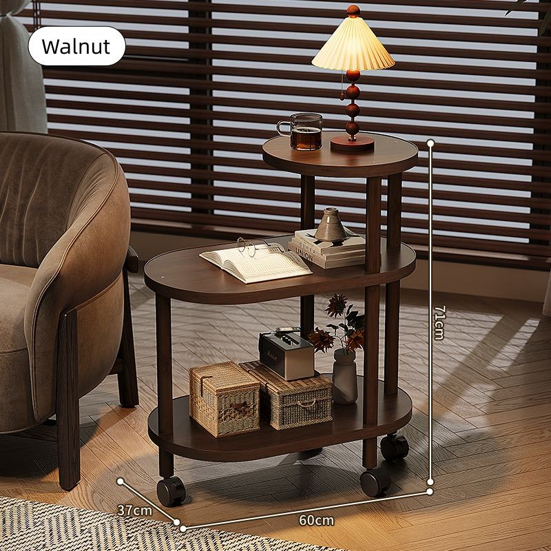 3-Tier Slim Rolling Utility Cart with Wooden Wheels for Bathroom Kitchen Laundry Storage