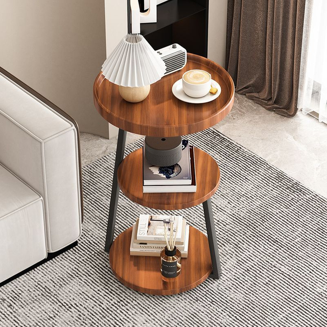 Cream Multi-Tier Luxury Side Table for Balcony Apartment Rental Bedroom Corner 分享