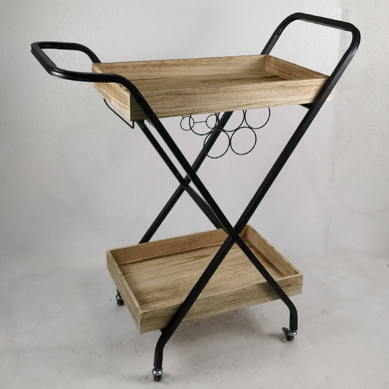 High Quality Industrial Modern 2-Tier Wooden Service Utility Rolling Cart 分享