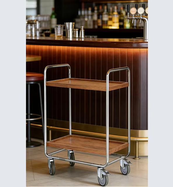 Luxury Metal Kitchen Tea Coffee Service Cart Metal & Wooden Top for Hotel Restaurant 分享