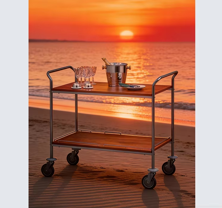 Luxury Metal Kitchen Tea Coffee Service Cart Metal & Wooden Top for Hotel Restaurant 分享