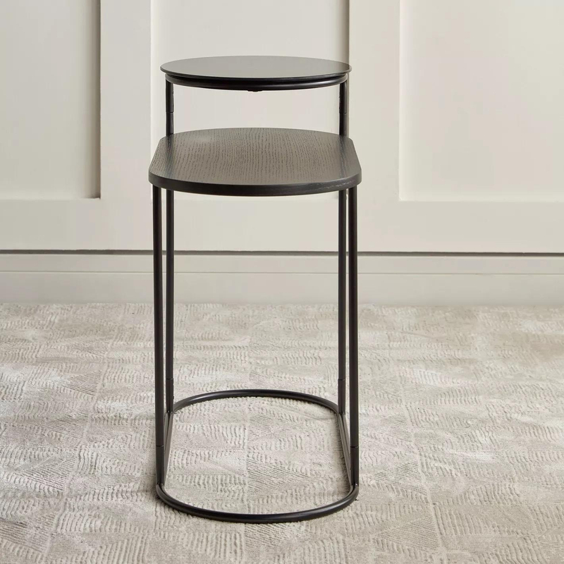 Hot Selling Modern Black Metal Frame Side Table with Luxury Black Marble Top 分享