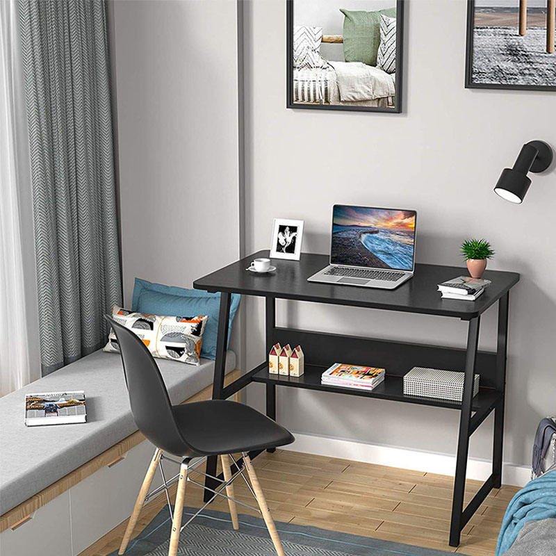Home Wooden Vertical Computer Desk with Storage Shelves Student Desk