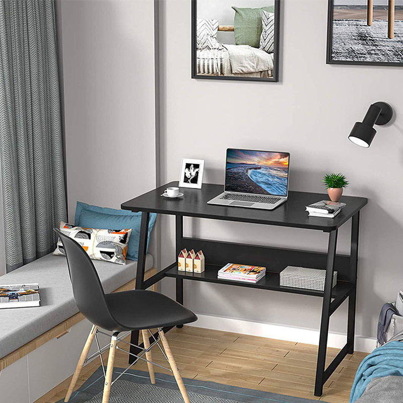 Home Wooden Vertical Computer Desk with Storage Shelves Student Desk