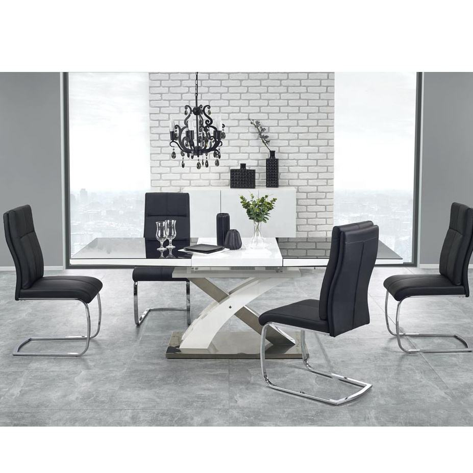 Modern Luxury Stainless Steel Leg Marble Top Dining Table Set For Restaurant