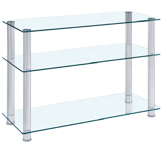 Tempered Glass Aluminum Tube Side Table End Table TV Stand