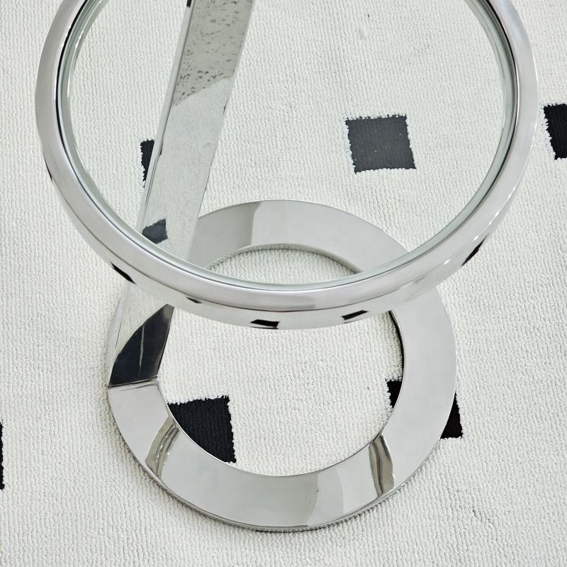 Modern Minimalist Luxury Metal Corner Table Stainless Steel Side Table Glass Top Small Coffee Table 分享