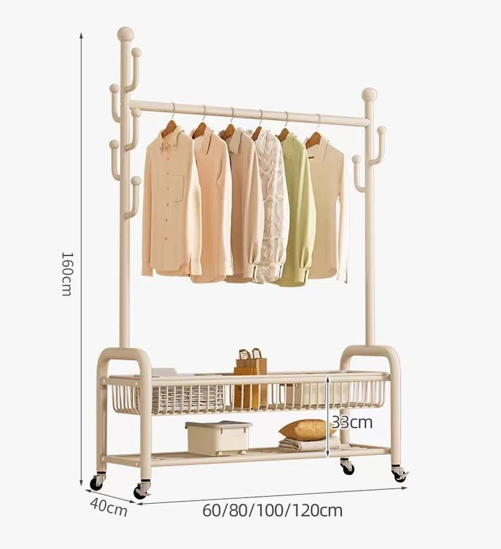 Cactus Style Metal Frame Multi-Functional Mobile Storage Garment Rack Large Capacity Clothes & Shoe Rack