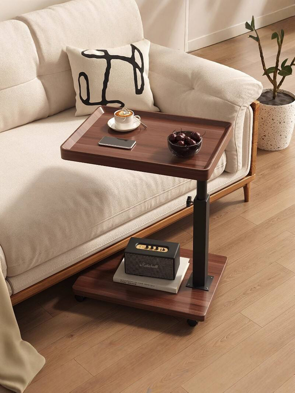 Height Adjustable Rotating Mobile Side Table Rolling Sofa Corner Coffee Table 分享