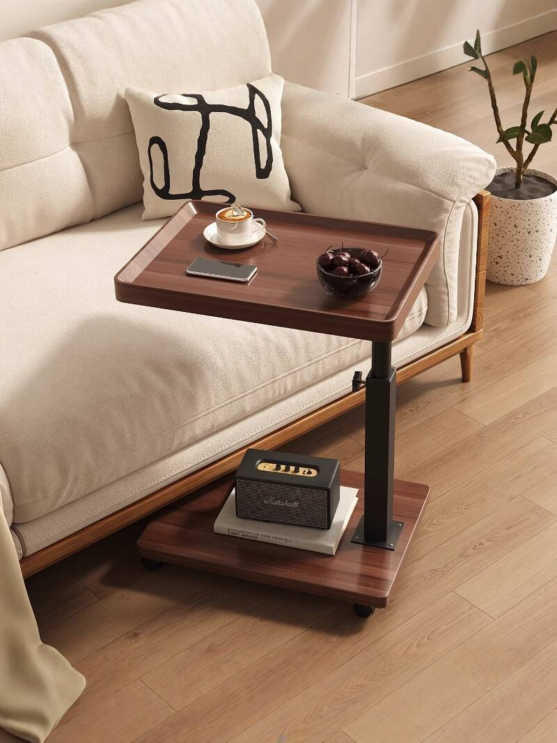 Height Adjustable Rotating Mobile Side Table Rolling Sofa Corner Coffee Table 分享