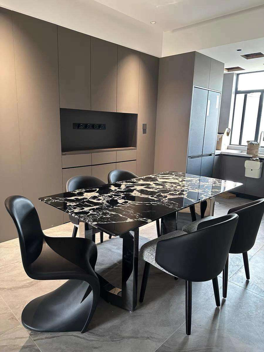 Luxury Italian Style Black Marble Dining Table For Home Decor