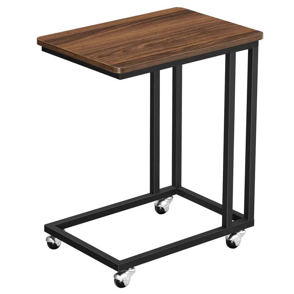 Mobile Sofa Side Table with Casters for Living Room Bedroom Coffee Snack Table