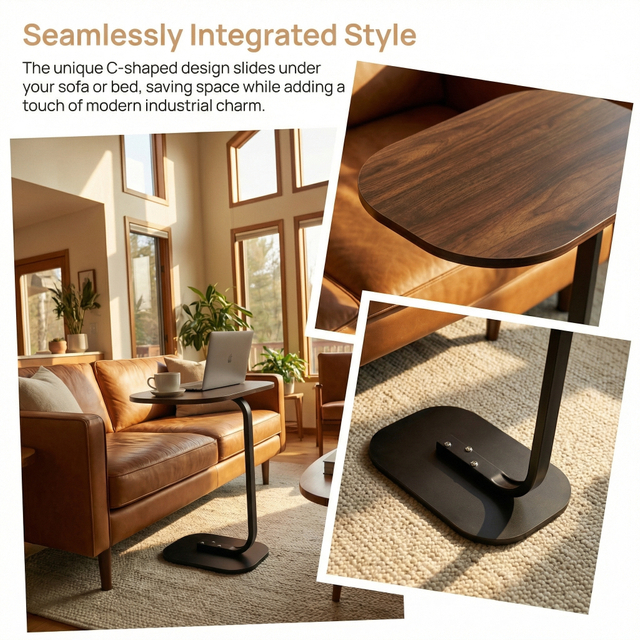 Steel Wood Nightstand Computer Table Sofa Side Table Mobile Wooden & Metal Side Table Set 分享