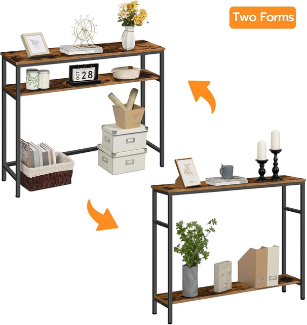 Modern Ultra-Thin Console Table with Adjustable Shelves Wooden Side Wide