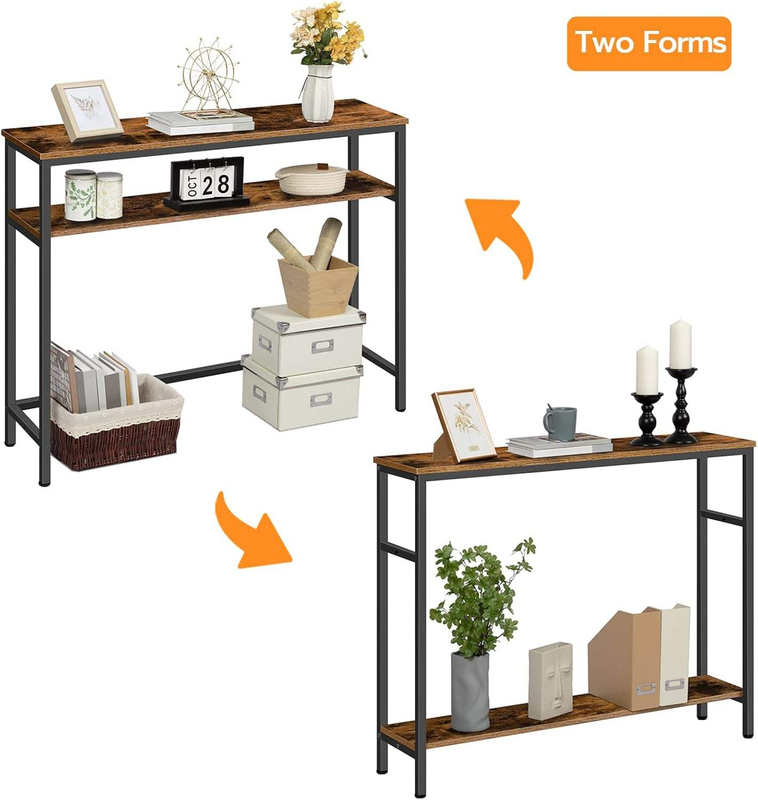 Modern Ultra-Thin Console Table with Adjustable Shelves Wooden Side Wide