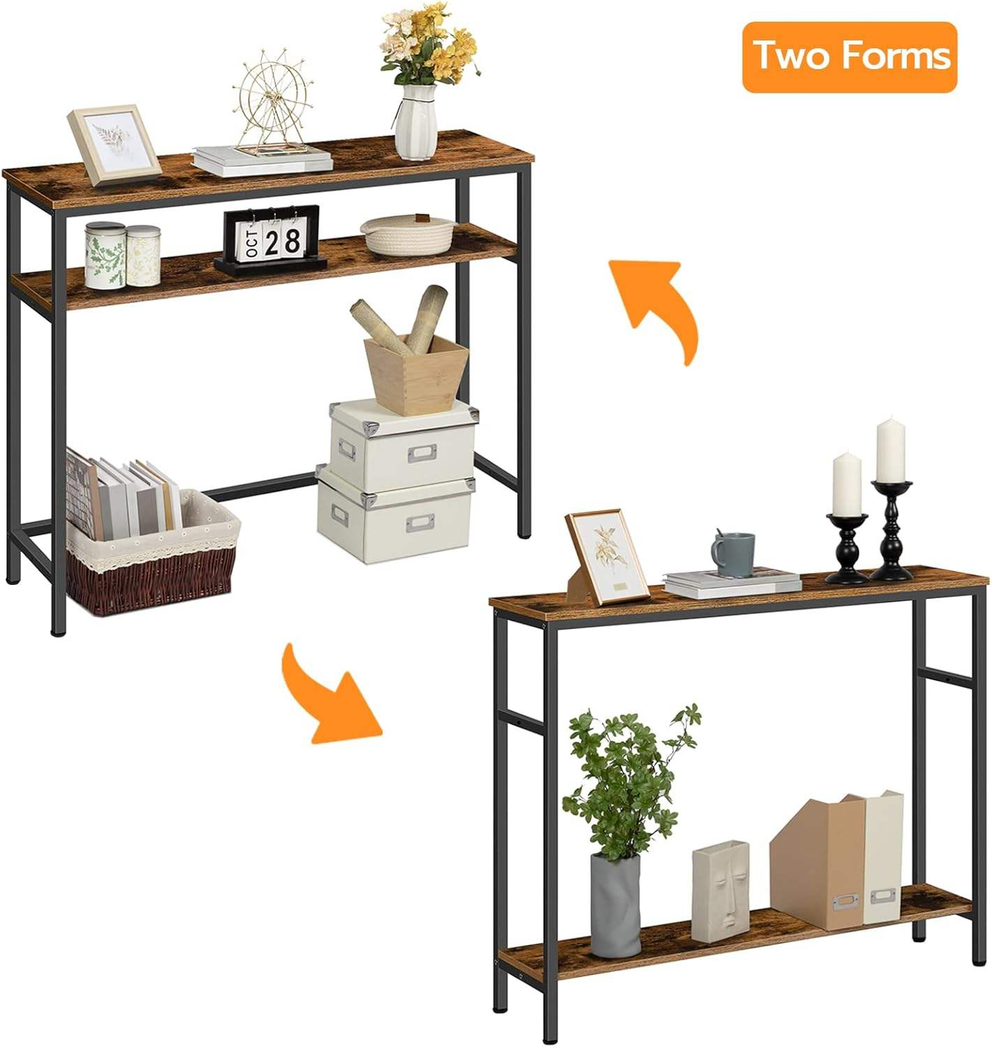 Modern Ultra-Thin Console Table with Adjustable Shelves Wooden Side Wide