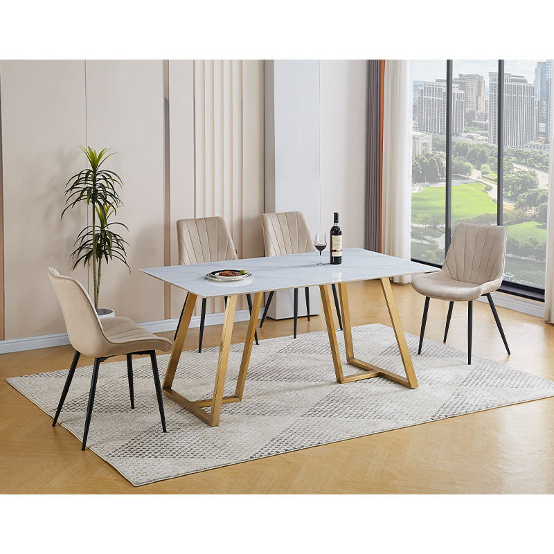Modern Square Tempered Glass Dining Table and Chair Set for Guest Room Furniture