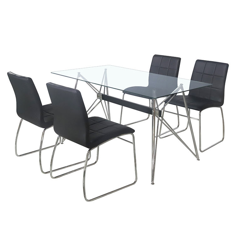 Dining Room Glass Table and Chair Set Modern Home Furniture