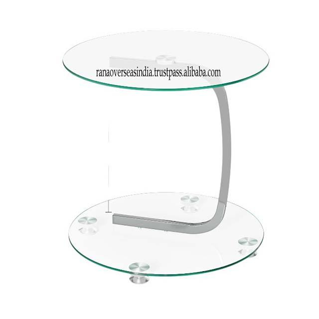 Modern Luxury Design Glass Stainless Steel Dining Table Elegant Side Table Hotel Restaurant Bedroom Office