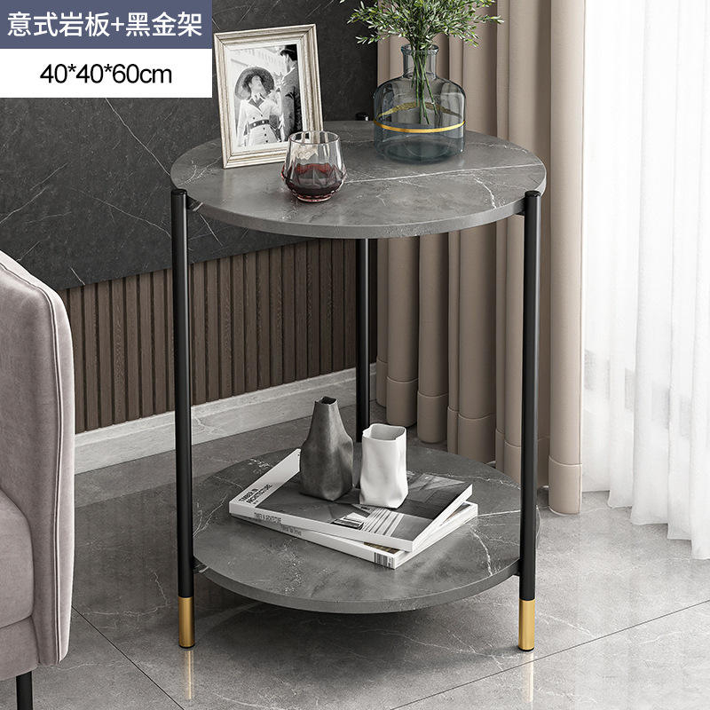 Italian Slate Side Table Minimalist Luxury Round Sofa Side Table for Living Room