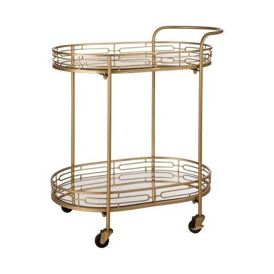 Factory Direct 2-Tier Luxury Mirror Coffee & Beverage Service Cart for Hotel Modern Removable