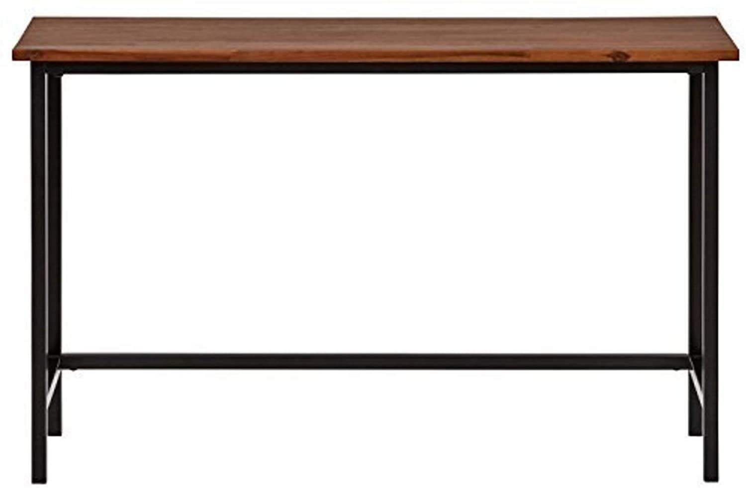 Bar Table Wooden Top Black Metal Legs Industrial Design for Kitchen