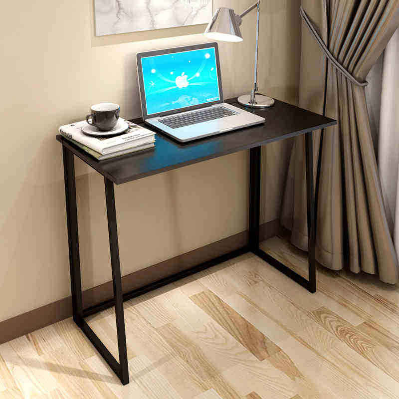 Foldable and Movable Wooden Desk with Metal Surface for Students, Office, Bedroom & Computer Writing