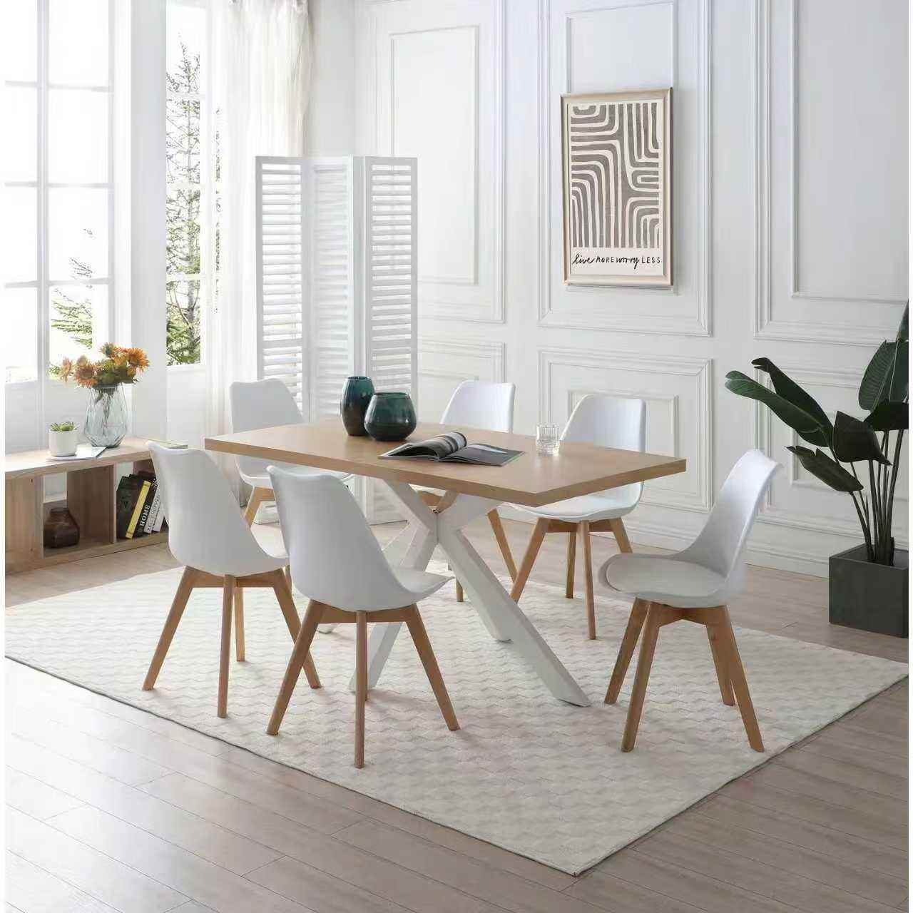 Modern Rectangular Tempered Glass Dining Table Set Gold Legs For Home Hotel