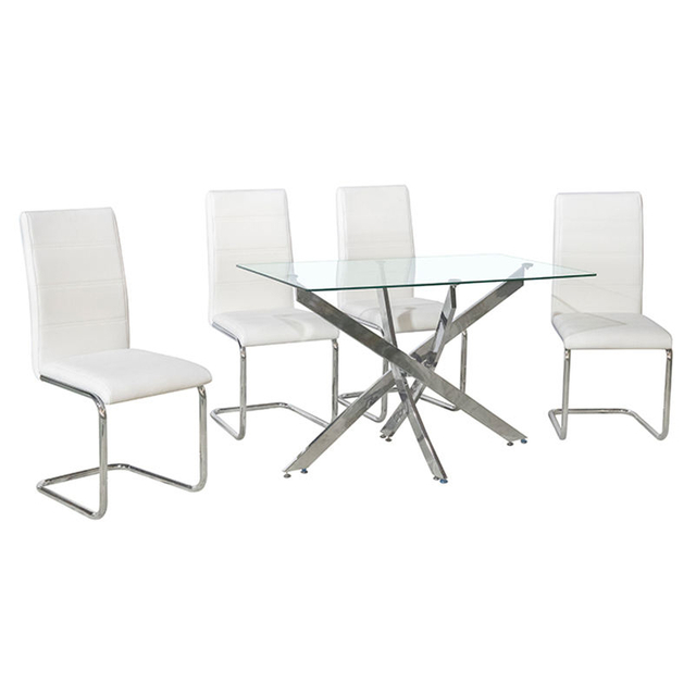 Simple Design Cheap 4 Chairs Dining Set Modern Classic 4-Seater Luxury Glass Table Set