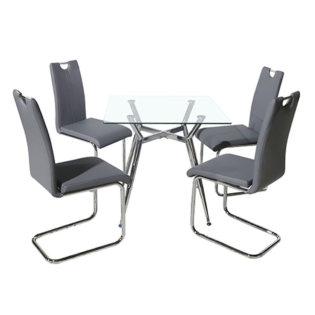 Simple Design Cheap 4 Chairs Dining Set Modern Classic 4-Seater Luxury Glass Table Set