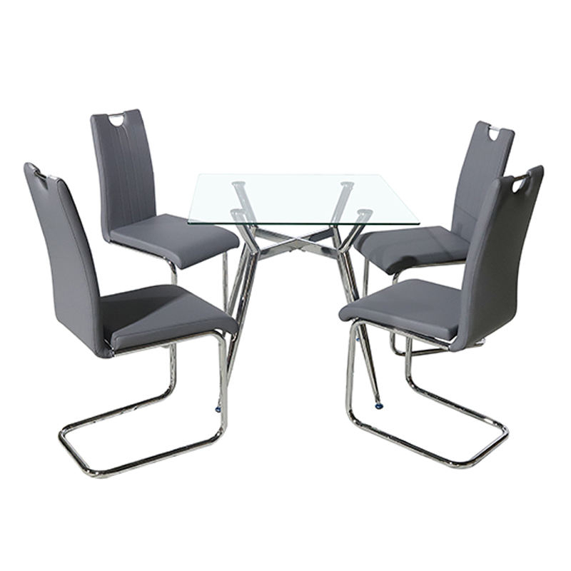 Simple Design Cheap 4 Chairs Dining Set Modern Classic 4-Seater Luxury Glass Table Set