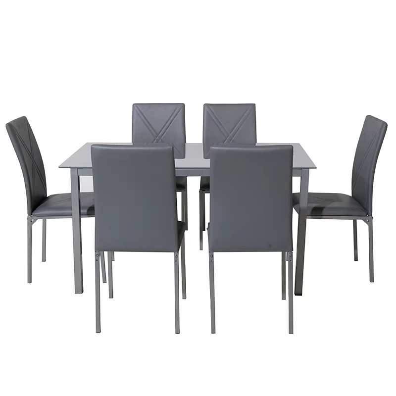 Modern Glass Dining Table with Chrome Legs for Kitchen