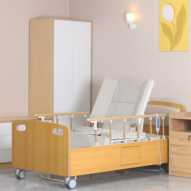 Professional Factory Wooden Adjustable Medical Bed Elderly Turning Bed Foldable Rolling Nursing Bed