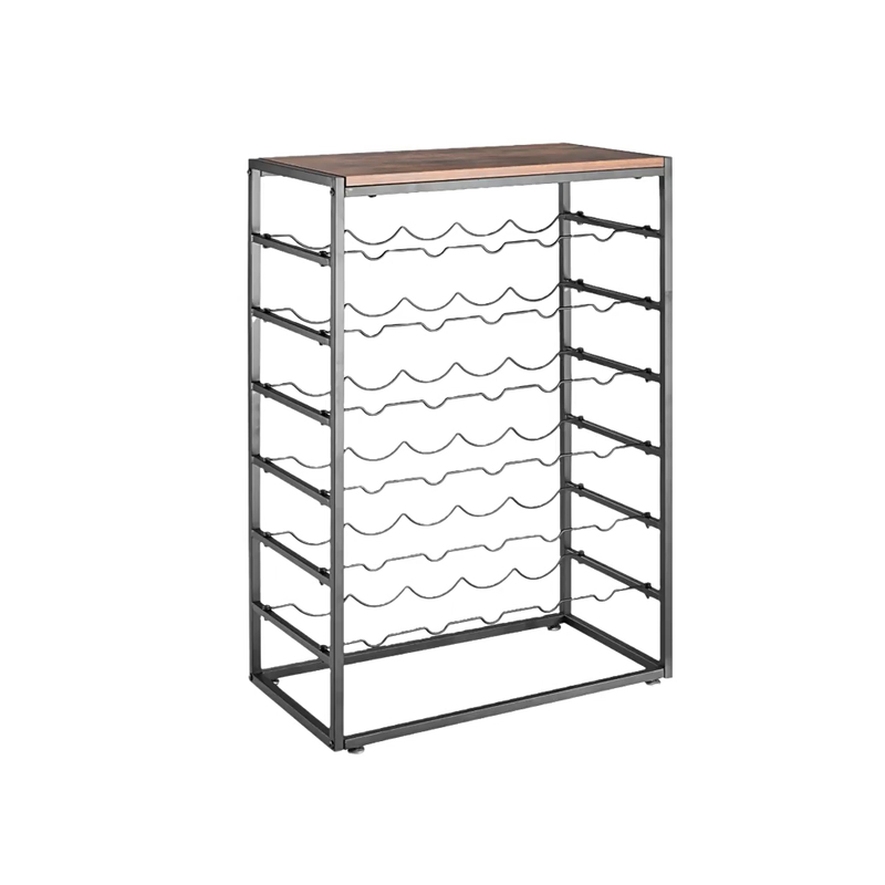 Wholesale Metal Wood Wine Rack Free Standing Floor Black For Home Kitchen Cellar