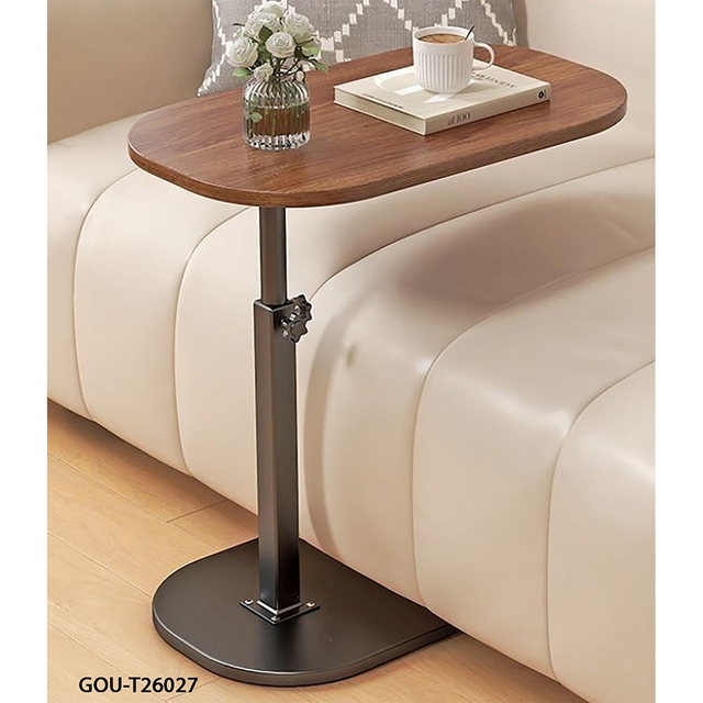 Steel Wood Mobile Side Table Set Nightstand Sofa Computer Desk for Living Room