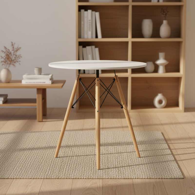 Modern White Wooden Dining Table Set Stylish For Home Office Apartment