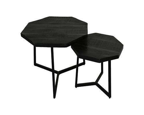Vintage Industrial Mango Wood & Iron Coffee Table Rustic Black Finish 2-Piece Set For Home Cafe 分享