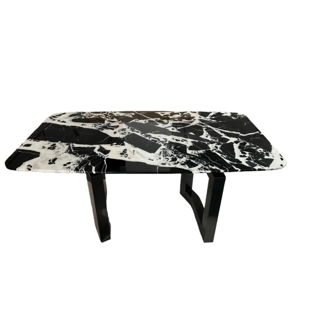 Luxury Italian Style Black Marble Dining Table For Home Decor