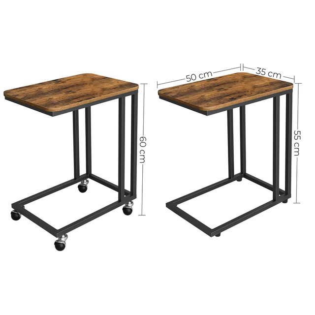 Mobile Sofa Side Table with Casters for Living Room Bedroom Coffee Snack Table