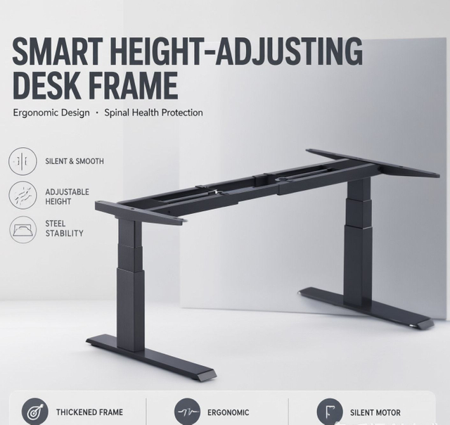 3-Stage Dual-Motor Adjustable Desk Frame with Memory Control Panel