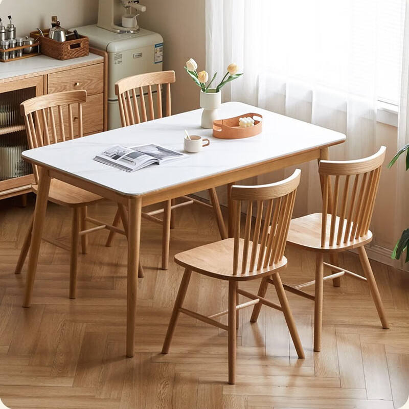 Oak and Walnut Solid Wood Dining Chair with Rustic Style for Restaurant