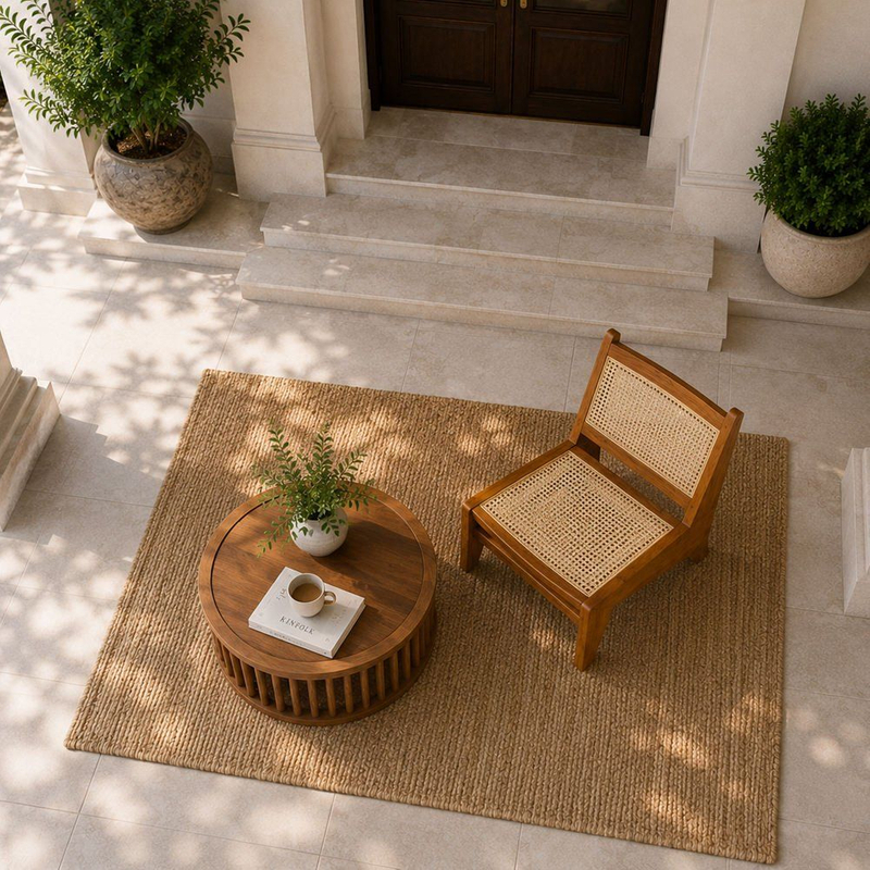 Modern Solid Wood Rattan Lounge Chair with Eco-Friendly Design for Outdoor Use